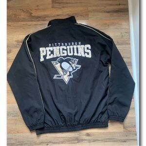 🏒🐧 NHL Penguins Full Zip Lightweight Jacket Logo Front & Back Medium